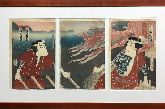 UKIYO-E - Originele Toyohara Kunichika (1835-1900) - Shinmon versus Koganai - 1894